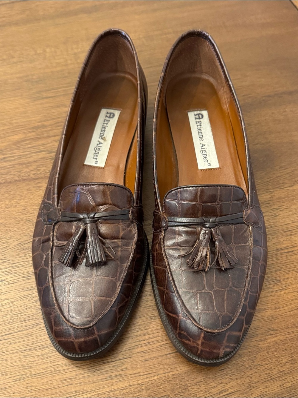 Etienne Aigner Chestnut Brown Leather Heel with Logo
